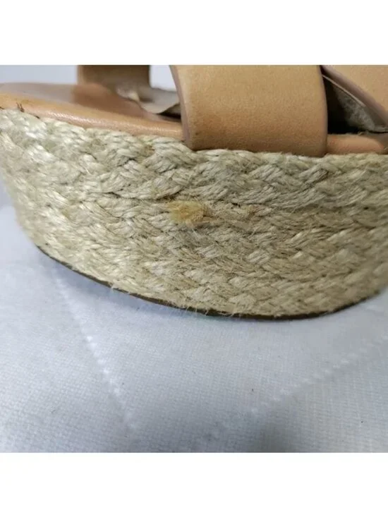 Michael Kors Cream Strappy Leather Wedges 6 - Picture 7 of 8